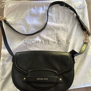 Michael Kors Black Crossbody Bag with Gold Accents
